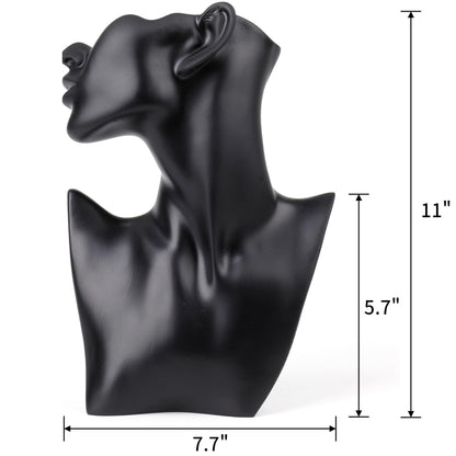 SOUJOY Jewelry Display Stand, Mannequin Earring Stand, Black Resin Pendant, Boutique Bust Holder Organizer for Show Jewelry, Necklace, Earrings, Rings
