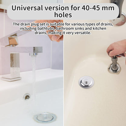 Universal Bath Plug for 40-45mm Drain Holes – Stainless Steel & Silicone Sink Stopper for Bathtubs, Kitchen & Bathroom Sinks – Watertight Seal