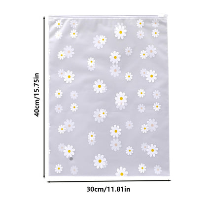Boxonly Daisy Zipper Storage Bags, Reusable Waterproof PEVA Plastic Pouches for Clothes, Shoes, Toiletries - 12" x 16" / 30 x 40 cm - 12 Pcs