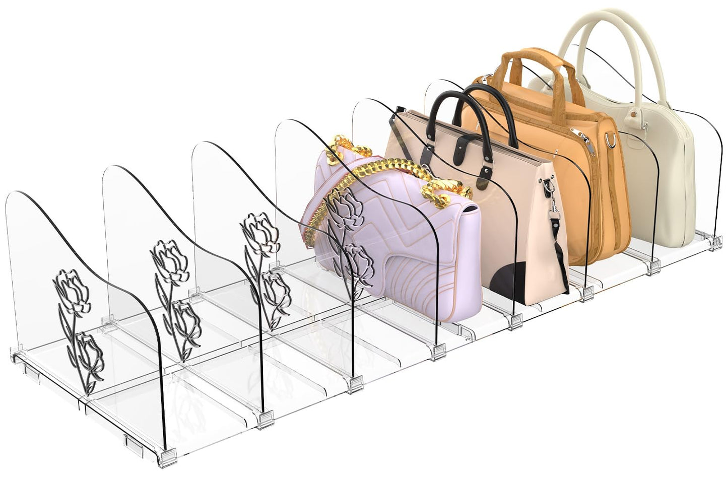 SURETIVIAN 2 Pack Adjustable Handbag Organiser Storage for Wardrobe, Clear