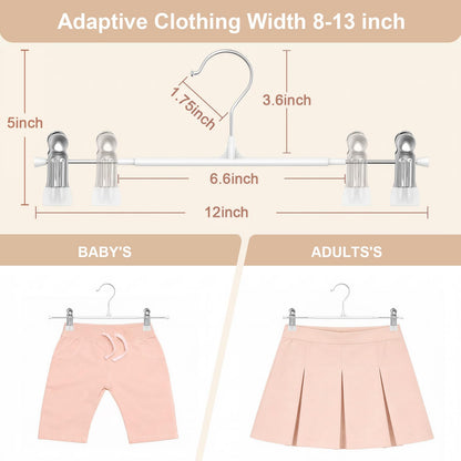 OAMCEG 12 Pack Trouser Hangers - Adjustable Non-Slip Clips, Stainless Steel Metal Skirt & Trousers Hangers