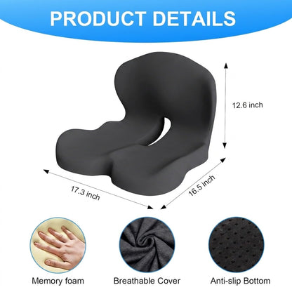 Gresonic Ergonomic Memory Foam Seat Cushion, For Office, Car, Gaming & Dining Chairs, Sciatica, Tailbone & Coccyx Pain Relief