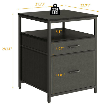 Herture Mini Fridge Stand with 3 Storage, Mini Fridge Cabinet, Beverage Fridge Table, Heavy Duty 55.2cm L * 57.68cm W Tabletop, for Dorm