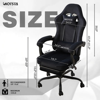 WOTSTA Gaming Chair for Adults, Ergonomic Gaming Chair with Footrest, Lumbar Support and Headrest, Adjustable Height computer chairs gaming