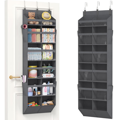 Lifewit Over the Door Storage, Clear Hanging Organiser with 4 Side Pockets, Anti Tilt 40 lbs Load Behind Door for Dorm, University Essentials, Room