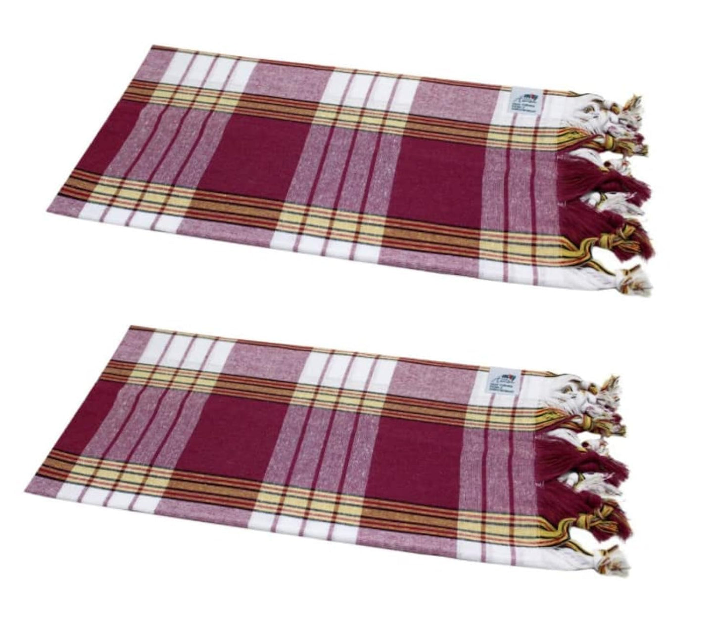 Scented Moments 2 x Peshtemal"Hamam Cloth" Classic Checked Approx. 80 x 180 cm, 100% cotton red