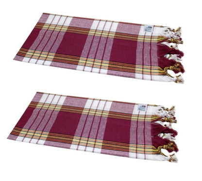 Scented Moments 2 x Peshtemal"Hamam Cloth" Classic Checked Approx. 80 x 180 cm, 100% cotton red