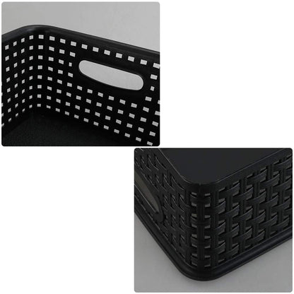 Asking 6-Pack Plastic Storage Baskets, Weave Basket, Black