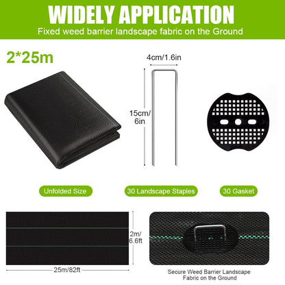 BEGONDIS Heavy Duty Weed Control Membrane with Garden Pegs- Premium Garden Membrane for Weed Barrier, Landscaping Fabric & Ground Cover & Weed Block
