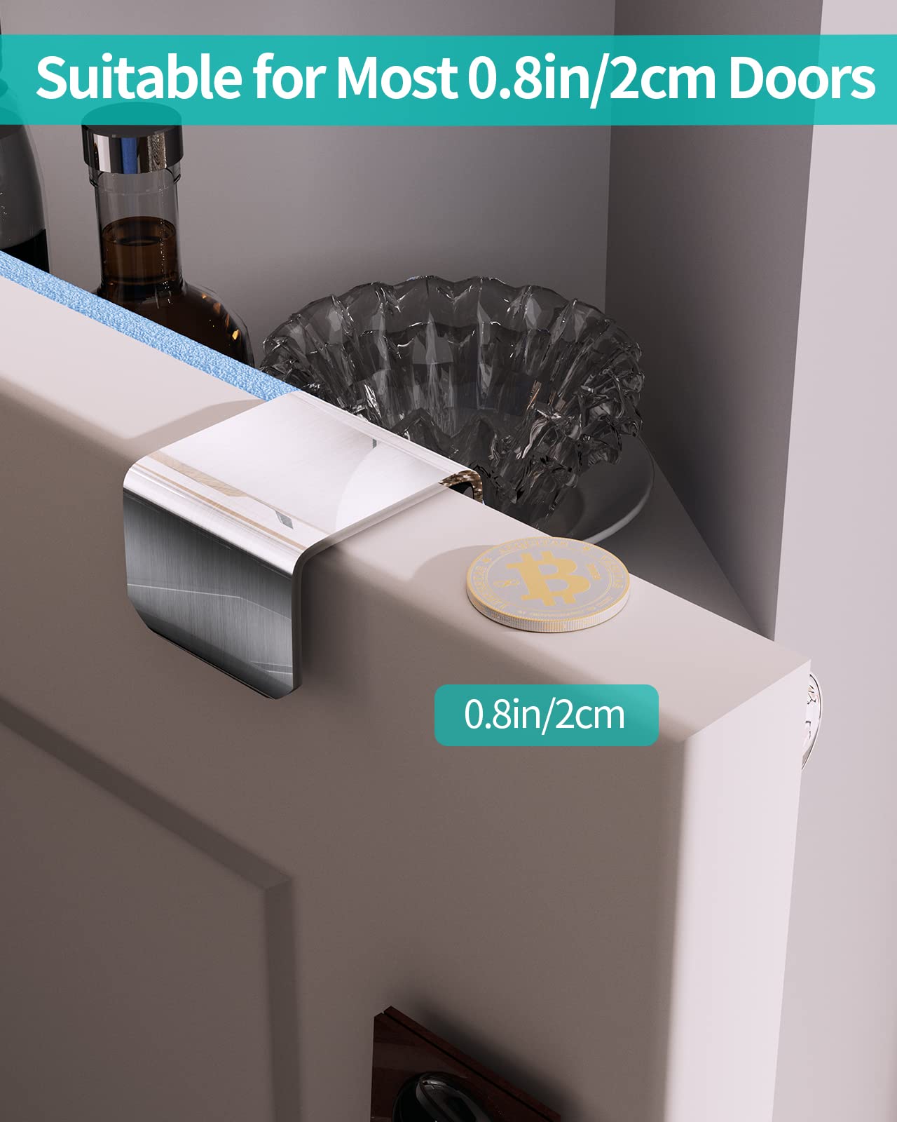 HapiRm Over Door Towel Rail - Kitchen Towel Holder for Cabinet Door, 2 Pack