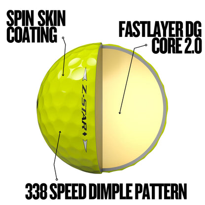 Srixon Z-STAR DIAMOND 3 - High Performance Golf Ball | Maximum Distance & Reduced Spin | FastLayer DG Core 2.0 | Spin Skin+ Cover | Exceptional