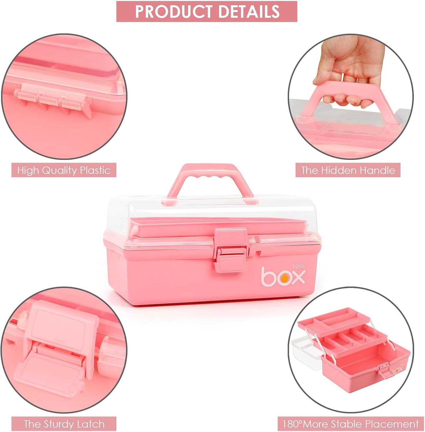 Yekolau 3 Layer Craft Storage Box, Plastic Multipurpose Storage Box with Compartments,Tool Box Arts and Crafts Organiser Box with Handle, for Sewing