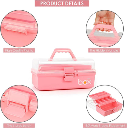 Yekolau 3 Layer Craft Storage Box, Plastic Multipurpose Storage Box with Compartments,Tool Box Arts and Crafts Organiser Box with Handle, for Sewing