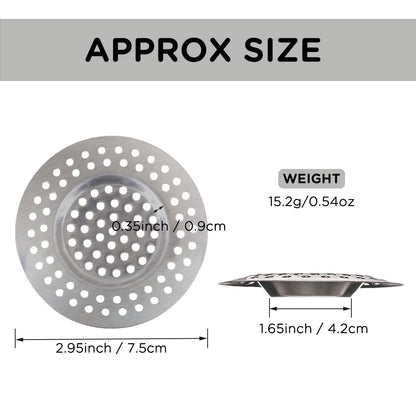 2pcs Kitchen Bathroom Sink Strainer, Stainless Steel Drain Filter, Bath Drain Protector, Shower Drain Cover Hair Trap Catcher Stopper Plug