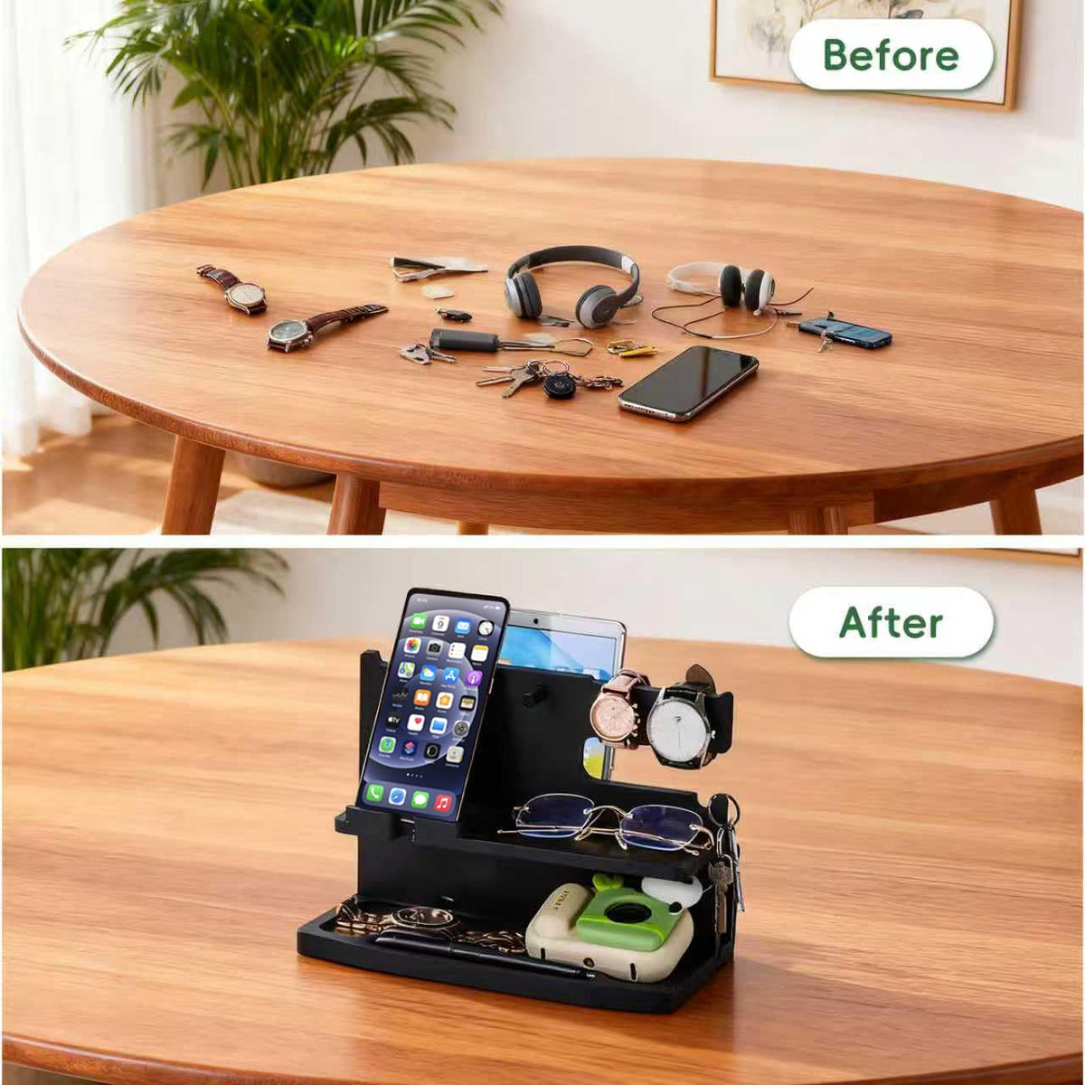 ELEVAT Gifts for Men Christmas Wood Phone Docking Station Desk Organizer Fathers Gifts Anniversary Birthday Gifts for him Xmas Presents for husband