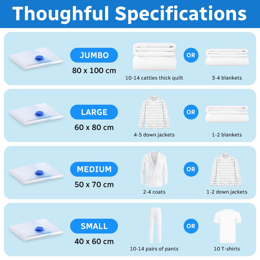 Flintronic Vacuum Storage Bags, 12 PC Vacuum Bags with Electric Pump, 80% More Space Saver Sealer Bags with Double Zip for Clothes, Comforters