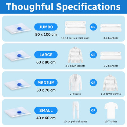 Flintronic Vacuum Storage Bags, 12 PC Vacuum Bags with Electric Pump, 80% More Space Saver Sealer Bags with Double Zip for Clothes, Comforters