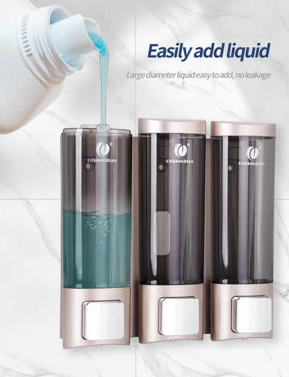 Triple 200ML Soap Dispenser Bathroom Wall Mounted Shower Gel Shampoo and Conditioner Dispenser Kitchen Dish Detergent Container Hand Body Wash Liquid