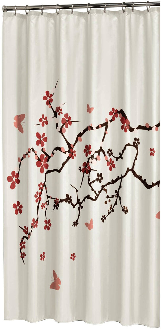 Sealskin Blossom Shower Curtain, Polyester, Red, 180 x 200 cm