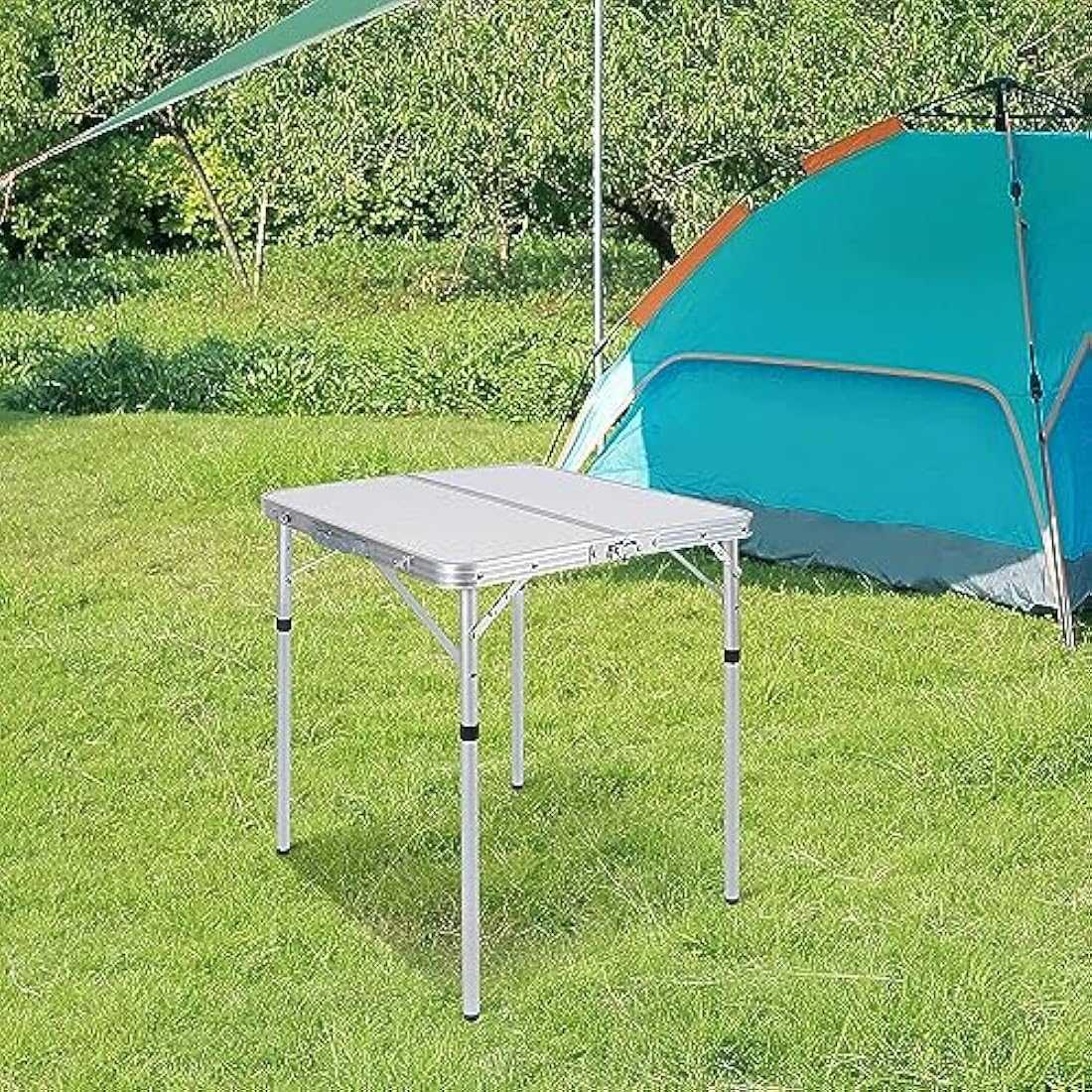 REDCAMP 2ft Samll Square Folding Camping Table, Portable Foldable Picnic Table with Adjustable Height for Beach Outdoor, 2 Heights (25/69)
