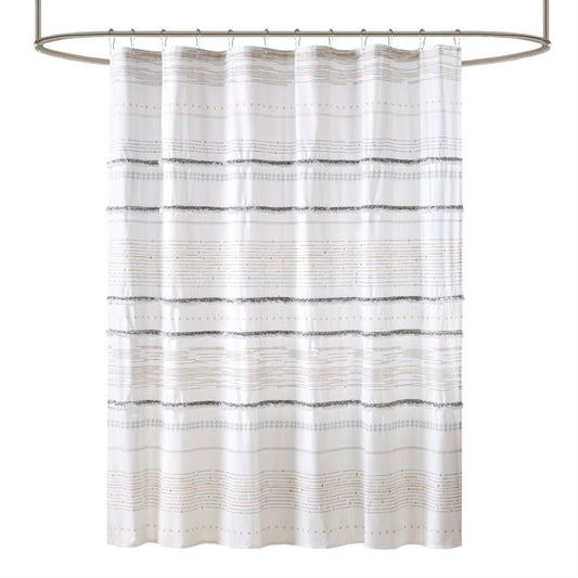 INK+IVY NEA 100% Cotton Shower Curtain Boho Tassels, Multi-Color Stripe Print Machine Washable, Modern Home Bathroom D?cor Bathtub Privacy Screen, 72"