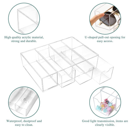HMIEPRS 4-Drawer Sunglasses Organiser, Clear Acrylic Box