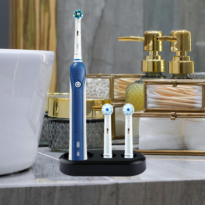 GroveEss Electric Toothbrush Holder Compatible With 2 Heads, Plastic Organizer Stand for Oral B (White+Black)