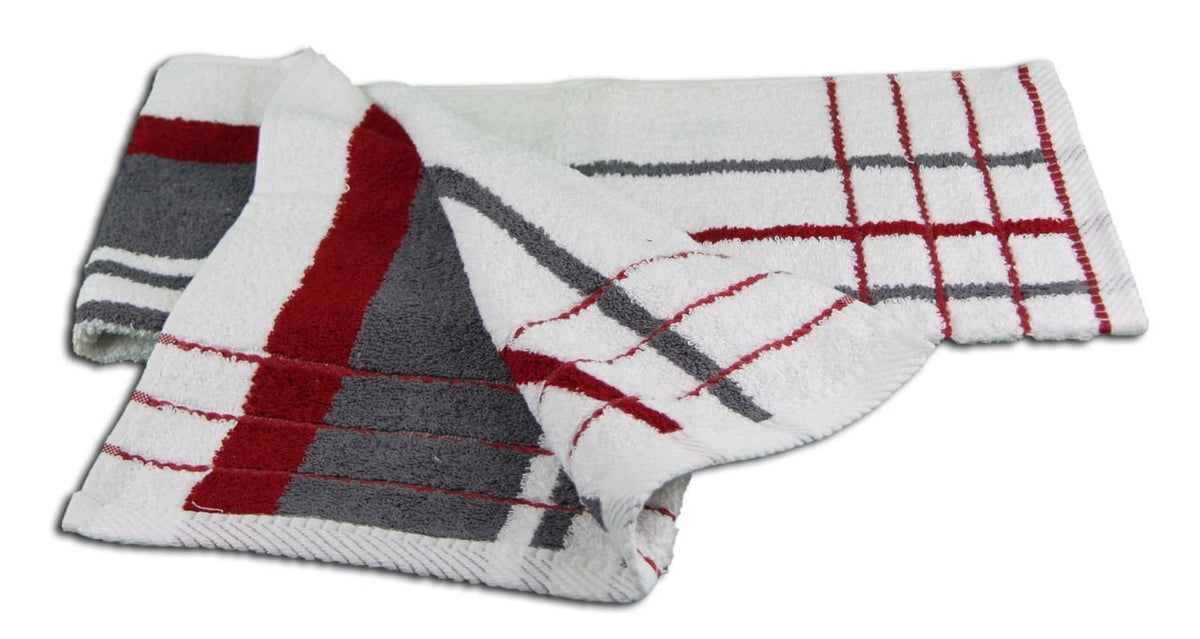 Gözze - Beach Towel, Set of 2, 100% Cotton, Berlin, Striped, 50 x 100 cm - Bordeaux/Anthracite
