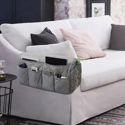 rflaueo 1pc Sofa Armrest Bag for Armchair with Tray Fabric Sofa Storage Pouch Multipurpose Car Side Storage Organizer for Tablet, Phone, Pad, Book