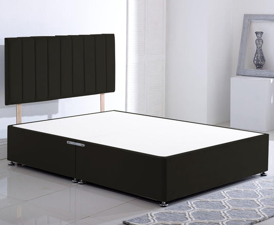 ComfoRest - Elegant 5FT King Size Divan Bed, NO DRAWER | Minimalist Frame for Modern Bedrooms | Durable Design for Versatile Interiors (Black Plush)