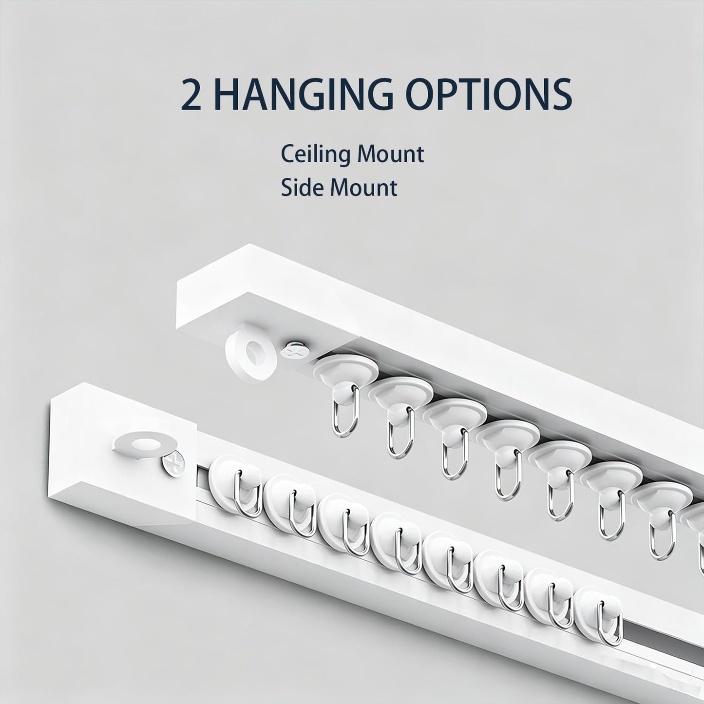 Vectorwinn Self Adhesive Ceiling Curtain Track, Ceiling and Side Mount, Track for Curtains No Drill with Install Tools (2 Meters)