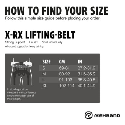 Rehband Weight Lifting Belt - Unisex, Heavy Duty Gym Belt, Black, Large