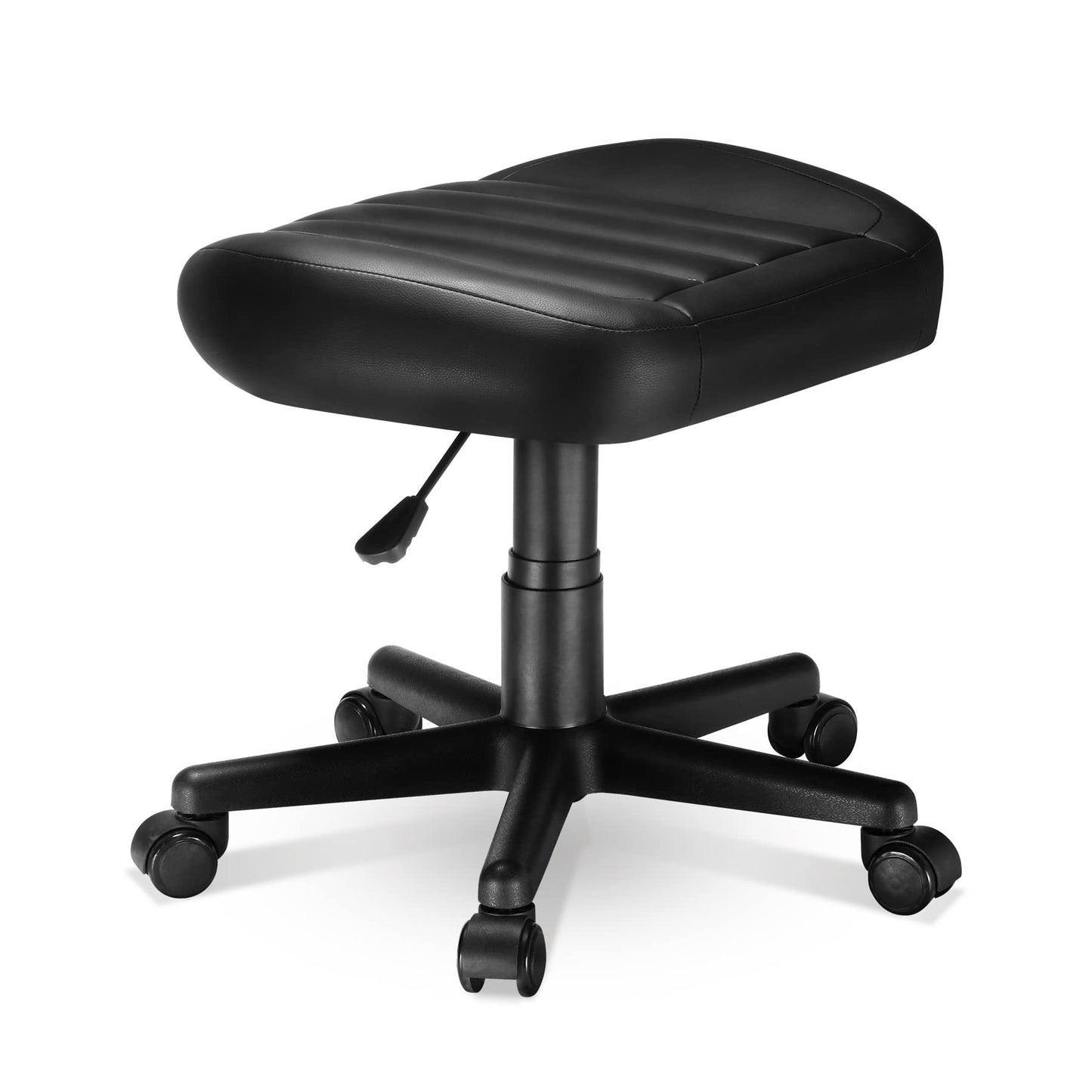 EUREKA ERGONOMIC Height Adjustable Under Desk Footrest,Ultra Soft Padded Roller Seat PU Leather Low Round Rolling Stool Floor Stool with Wheels,Ideal