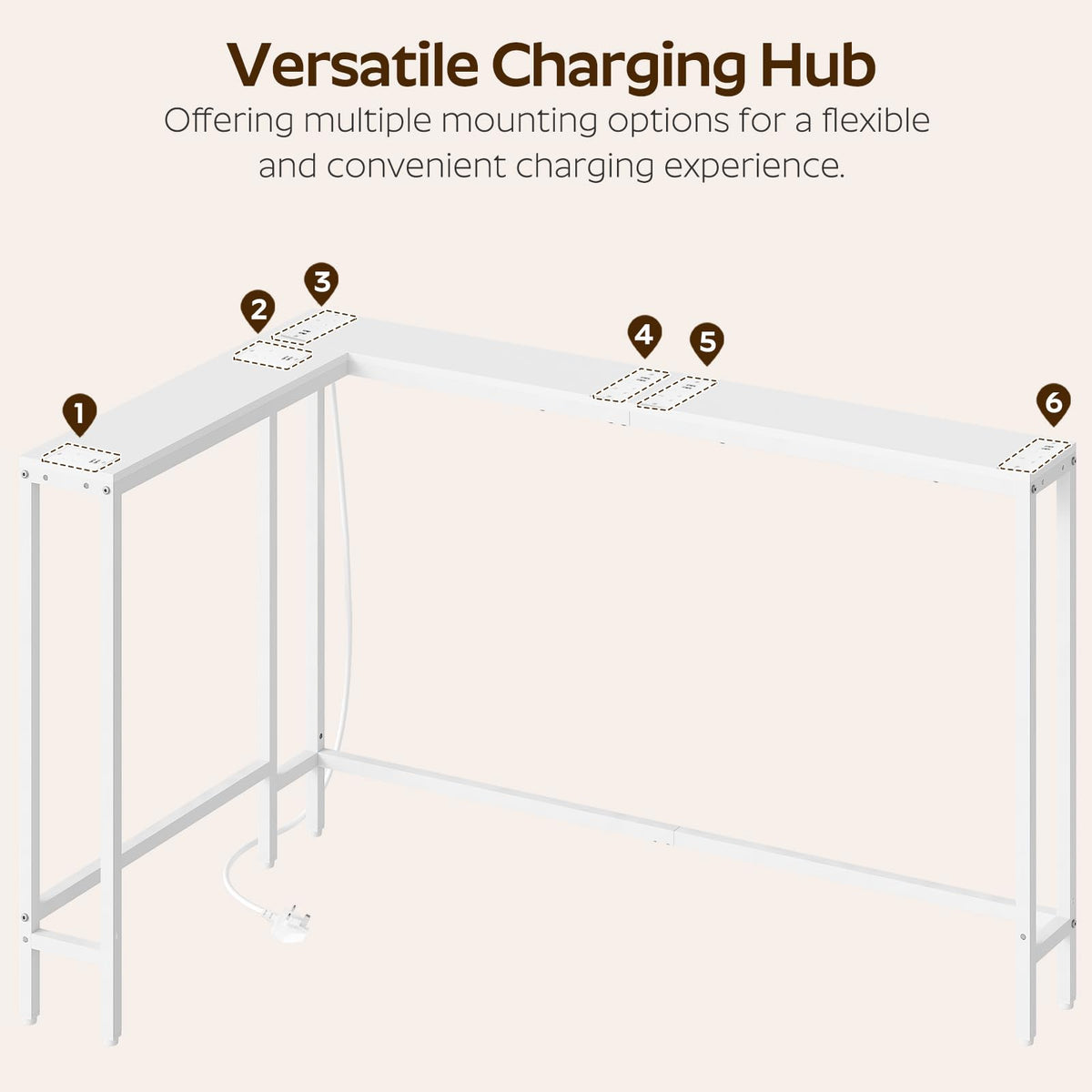 YATINEY Slim Console Table, 180 cm Narrow Sofa Table with Power Outlets, Behind Entryway Table, 3 Assembly Options, for Entryway, White XCT07KWW