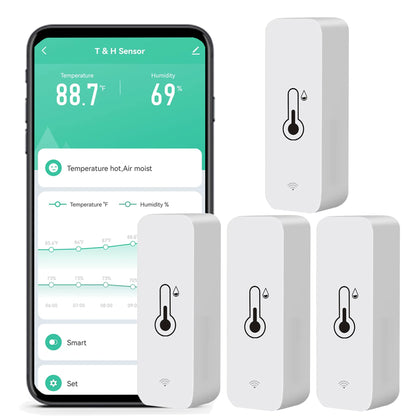 WiFi Humidity Temperature Monitor: Smart Hygrometer Thermometer for Remote Monitor and Alert, High Precision Indoor Thermometer with TUYA App, No Hub