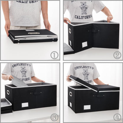 Prandom Storage Boxes with Lids Large,Collapsible Linen Fabric Storage Box,Decorative Bins,Really Useful Box,Clothing