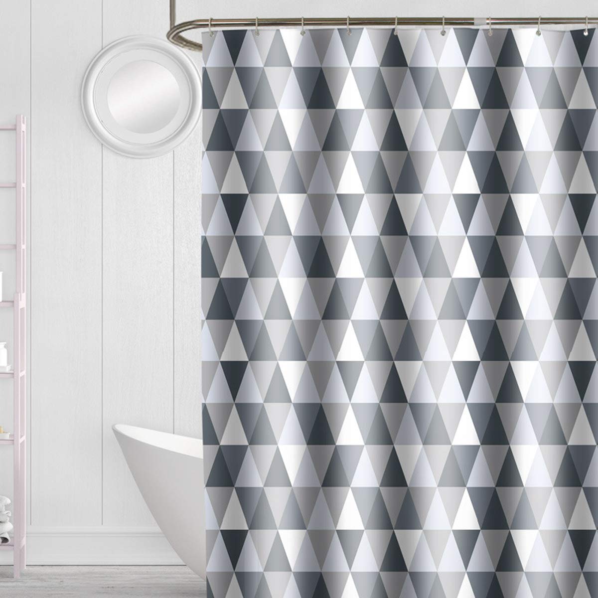 GONOVE Shower Curtain for Bathroom 180 x 200 cm Mildew Resistant Waterproof Polyester Fabric Triangle Shower Curtain Liner Washable Bath Curtain with