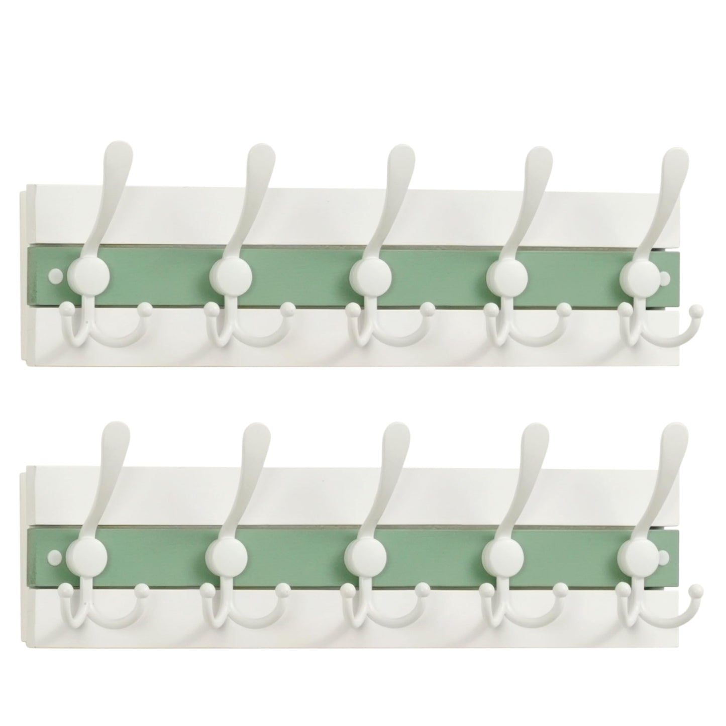 SKOLOO Coastal Wall Mounted Coat Rack - 16-7/8" Beach House Entryway Wooden Coat Hook with 5 Hooks for Hanging Coats, Hats or Towels