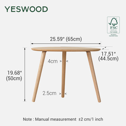 YESWOOD Solid Wood Coffee Table with Pebble Shape Oval Top, Modern Tea Table for Living Room, Bedroom,Balcony,Home Office