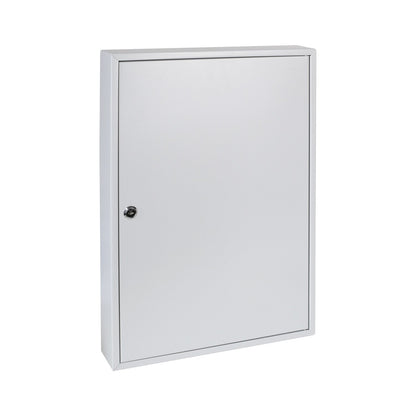 HMF Large Steel Key Cabinet, Lockable Key Safe for Office, Administration or Fleet Management | 100 Key Hooks | 55 x 38 x 8 cm | Light Grey