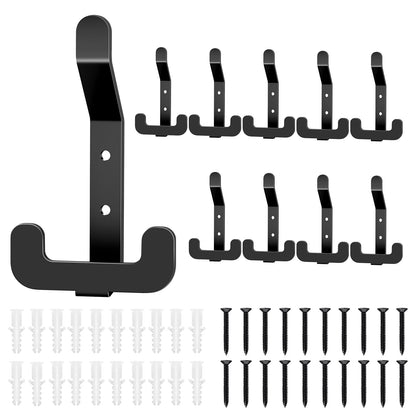 MEIJO 10 Coat Hooks Wall Mounted Stainless Steel, Black Coat Rack Wall Mounted Heavy Duty Wall Hook, Coat Hooks for Door, Bedroom, Bathroo