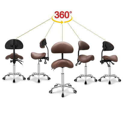 Kaleurrier Saddle Stool with Wheels, Height Adjustable, Anti-Fatigue, Ergonomic Chair for Lab, Clinic, Dentist, Salon, Massage, Office