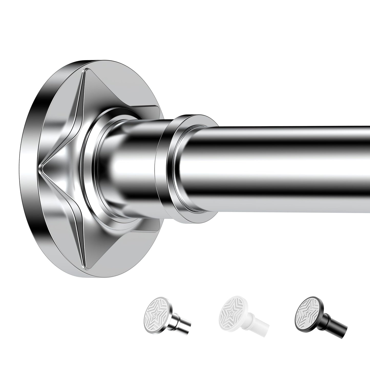 Shower Curtain Pole, Extendable No-Drill Tension Rod, Shower Pole & Curtain Set - Telescopic Shower Rail, 76-278cm, Rustproof Non-Slip