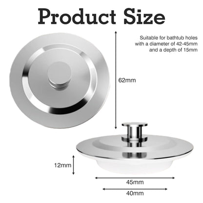 Universal Bath Plug 40-45mm Stainless Steel & Silicone Sink Plug Anti-Leak Corrosion-Resistant Drain Stopper for Bathtub, Bathroom Sink, Kitchen