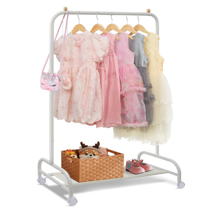 YGJT Kids Clothes Rail, Kids Clothes Rack Heavy Duty Clothe Rail on Wheels