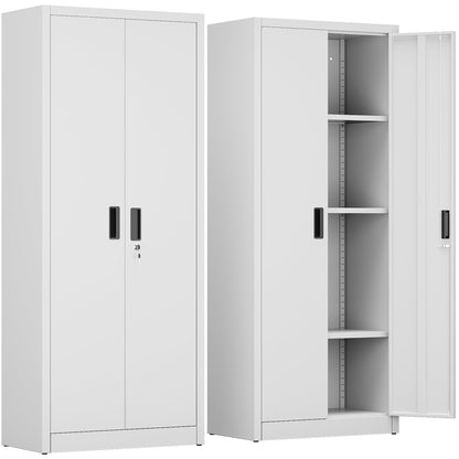 FlairVibe Metal Storage Cupboard with 2 Door and 3 Adjustable Shelves,White