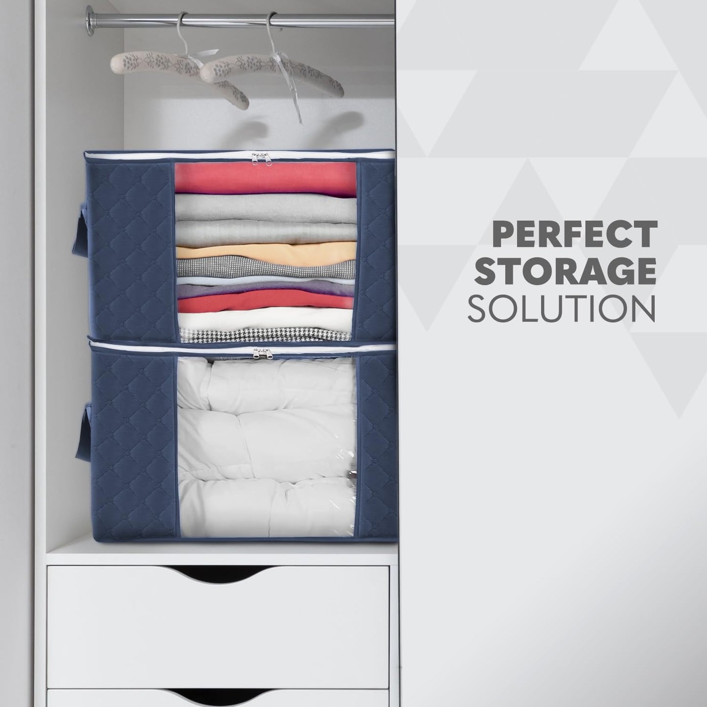 Delka 90L Storage Bags with Lids, Large Storage Boxes with lids, Storage Unit for Clothes, Duvets, Blankets, Toys