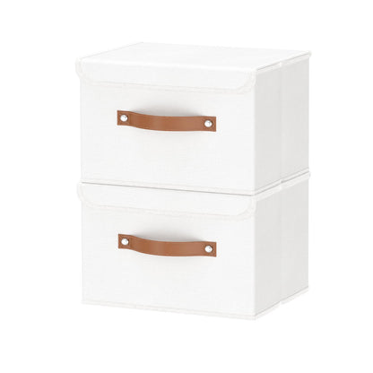 OUTBROS Storage Boxes with Lids 2 Pack, Bins, 26x20x17cm, White