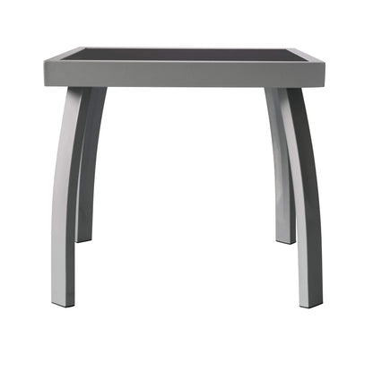 Jarder Garden Coffee Side Snack Table | Square | Aluminium & Tempered Glass | Patio Outdoor