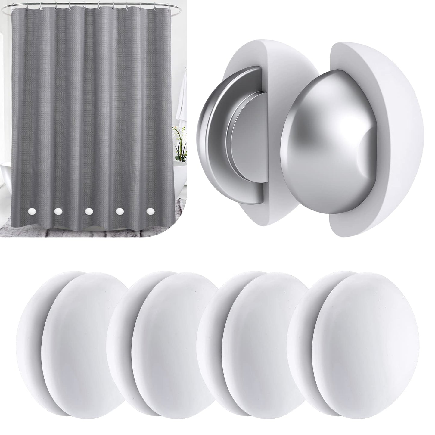ROLIZOE Shower Curtain Weights, Silicone Magnetic Curtain Weights for No Rust, No Clang, No Falling Apart, Prevents Blowing ? 5 Pairs for Shower